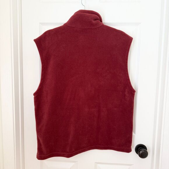 Men Columbia Fleece Full Zip Up Sleeveless Vest Sweatshirt in Burgundy Sz Medium - Picture 2 of 8